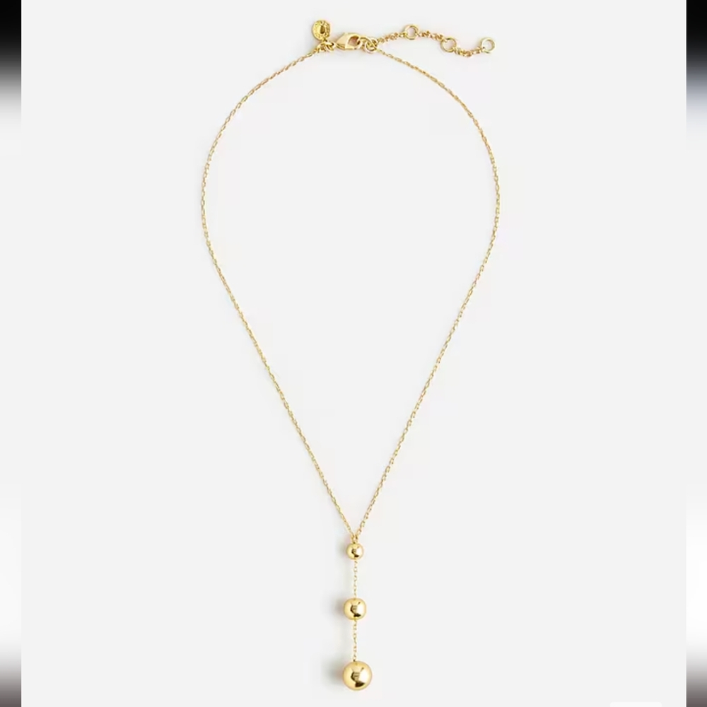 🎀 J. CREW Gold Metallic Beaded Lariat Necklace